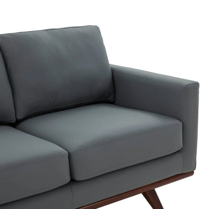 Chester 3-Seater Leather/Mesh Full Size Sofa in Birch Wood Base