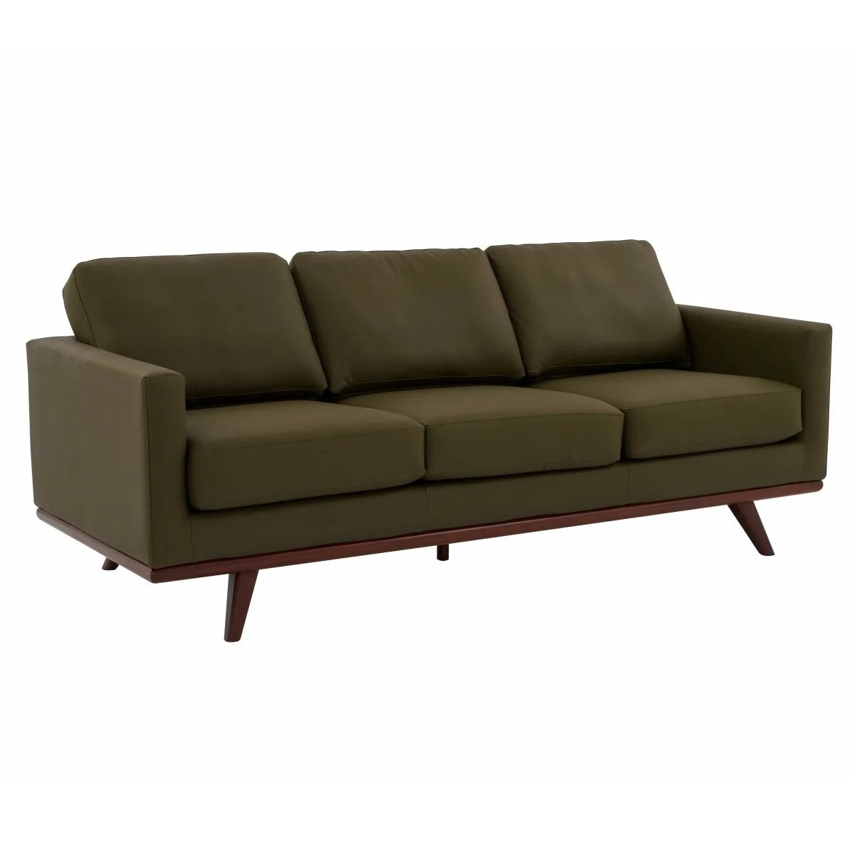 Chester 3-Seater Leather/Mesh Full Size Sofa in Birch Wood Base