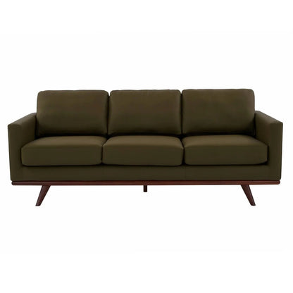 Chester 3-Seater Leather/Mesh Full Size Sofa in Birch Wood Base