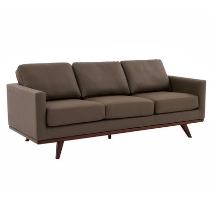 Chester 3-Seater Leather/Mesh Full Size Sofa in Birch Wood Base