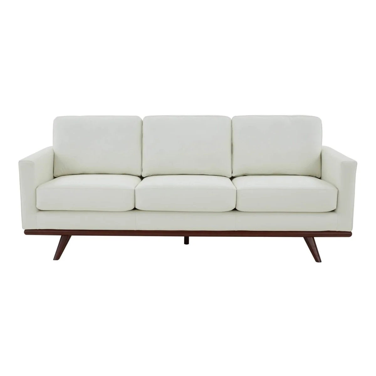 Chester 3-Seater Leather/Mesh Full Size Sofa in Birch Wood Base