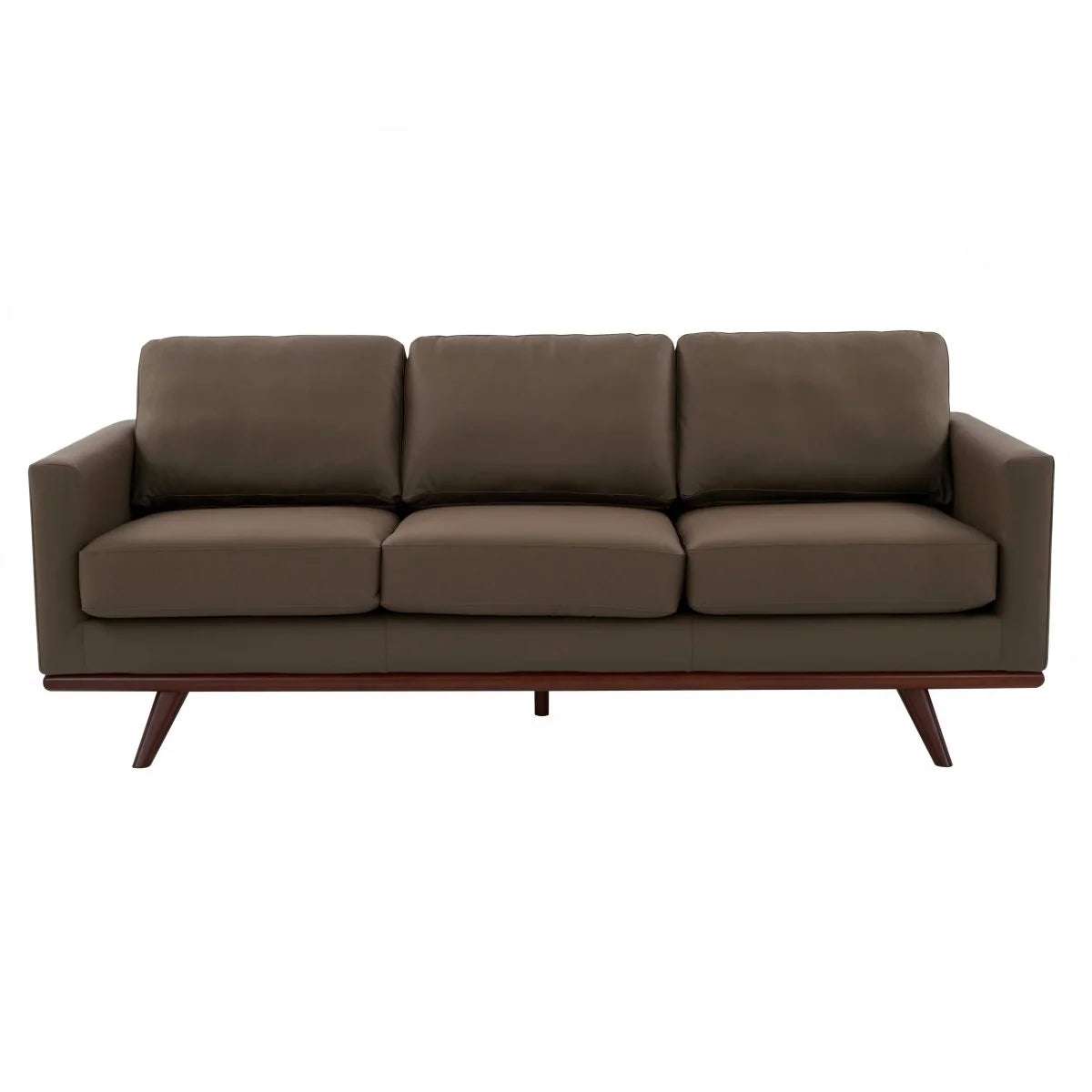 Chester 3-Seater Leather/Mesh Full Size Sofa in Birch Wood Base