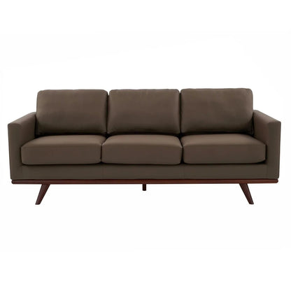 Chester 3-Seater Leather/Mesh Full Size Sofa in Birch Wood Base