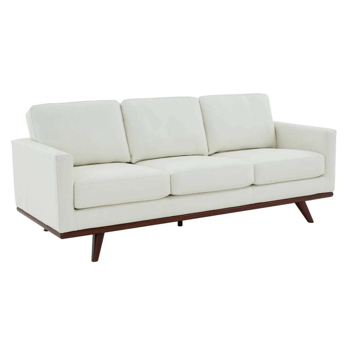 Chester 3-Seater Leather/Mesh Full Size Sofa in Birch Wood Base