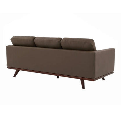 Chester 3-Seater Leather/Mesh Full Size Sofa in Birch Wood Base