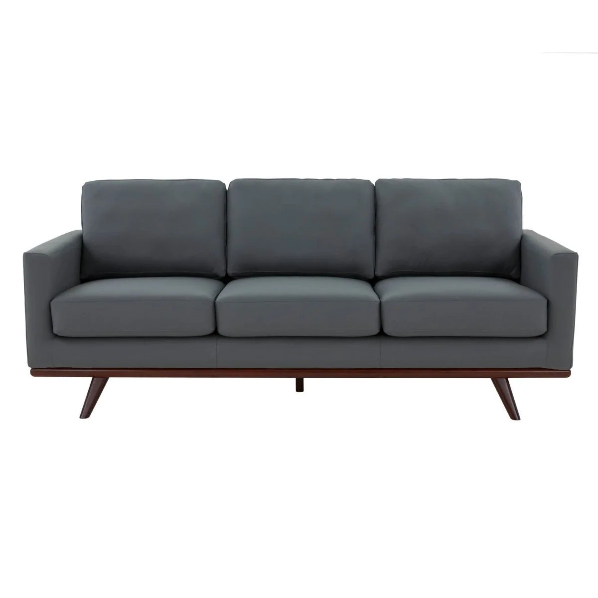 Chester 3-Seater Leather/Mesh Full Size Sofa in Birch Wood Base