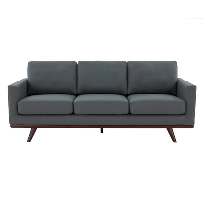 Chester 3-Seater Leather/Mesh Full Size Sofa in Birch Wood Base
