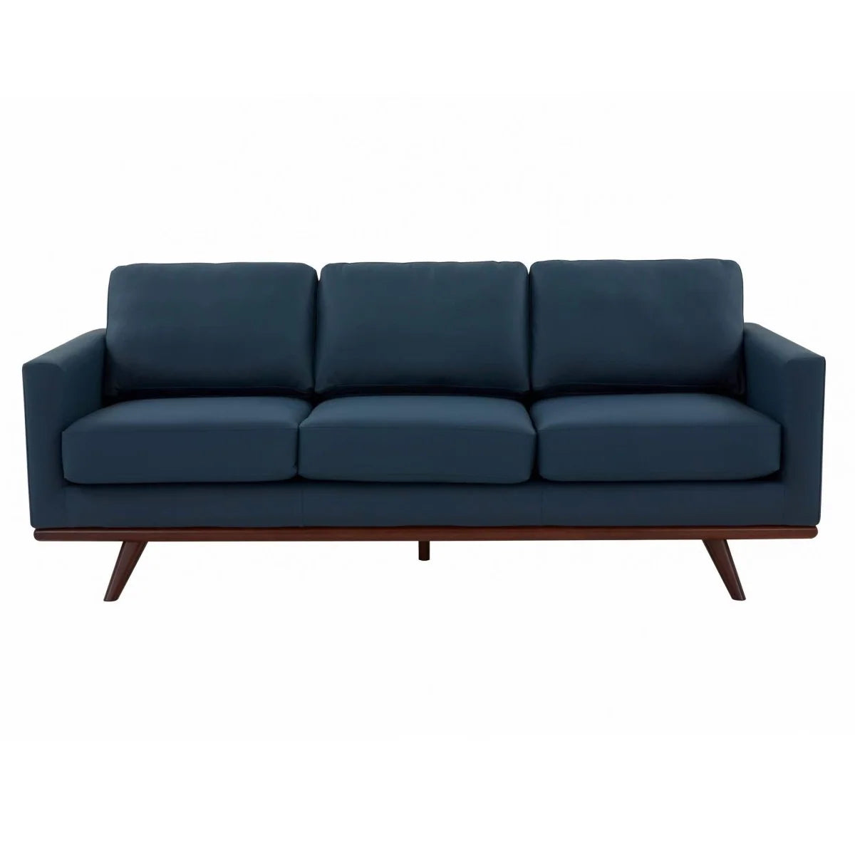 Chester 3-Seater Leather/Mesh Full Size Sofa in Birch Wood Base