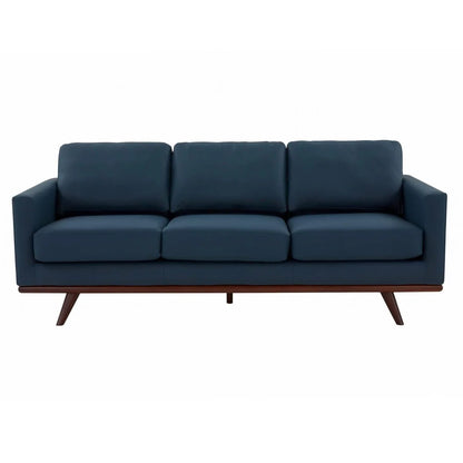 Chester 3-Seater Leather/Mesh Full Size Sofa in Birch Wood Base