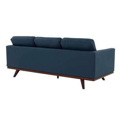 Chester 3-Seater Leather/Mesh Full Size Sofa in Birch Wood Base