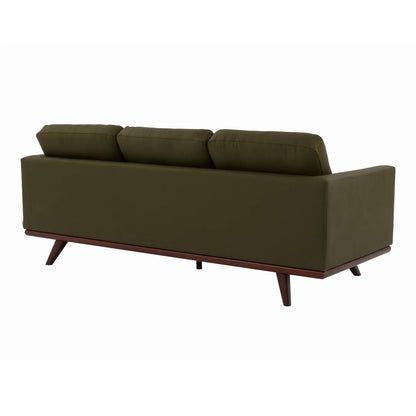 Chester 3-Seater Leather/Mesh Full Size Sofa in Birch Wood Base