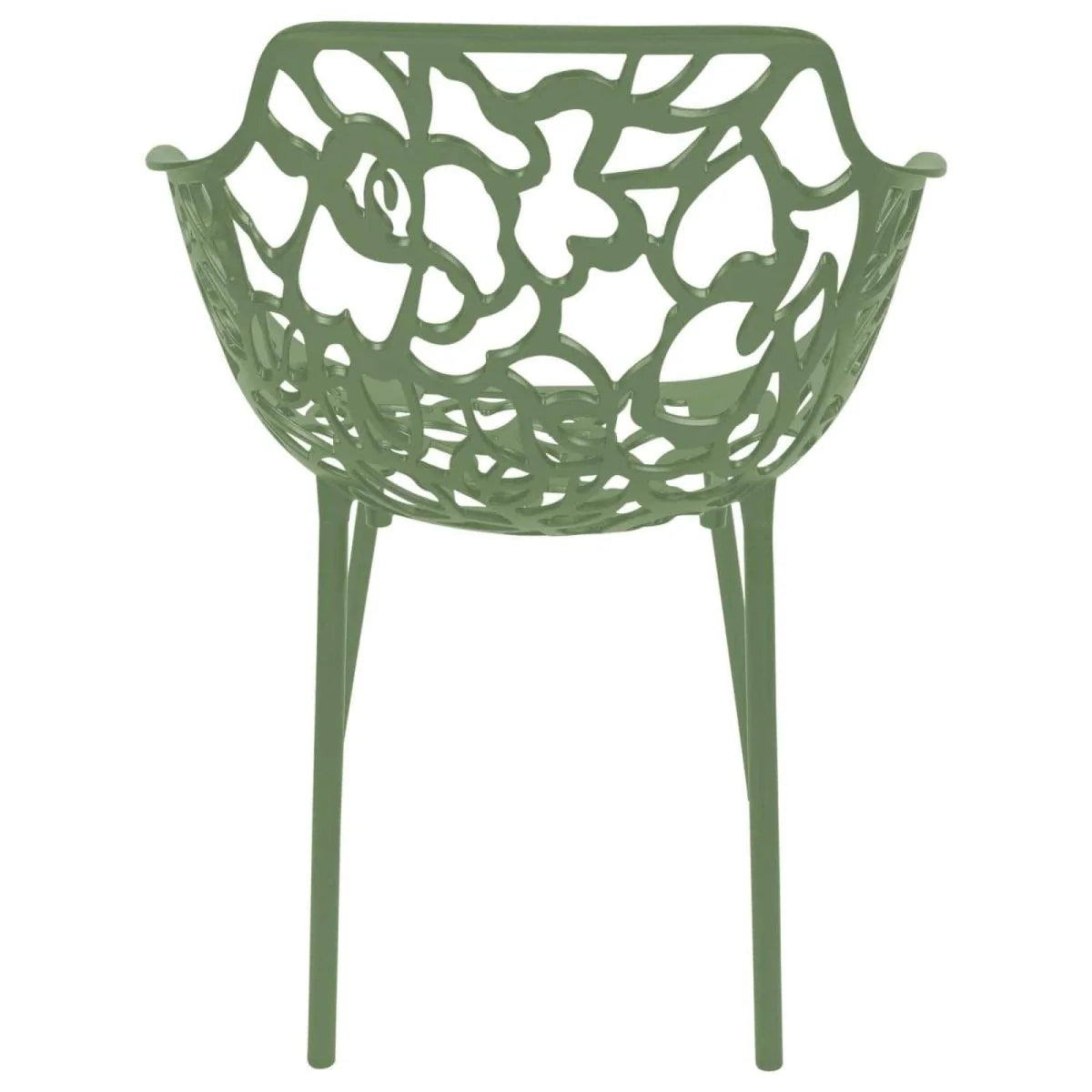 Devon Aluminum Outdoor Dining Armchairs with Flower Design Set Of 2 / Khaki Green