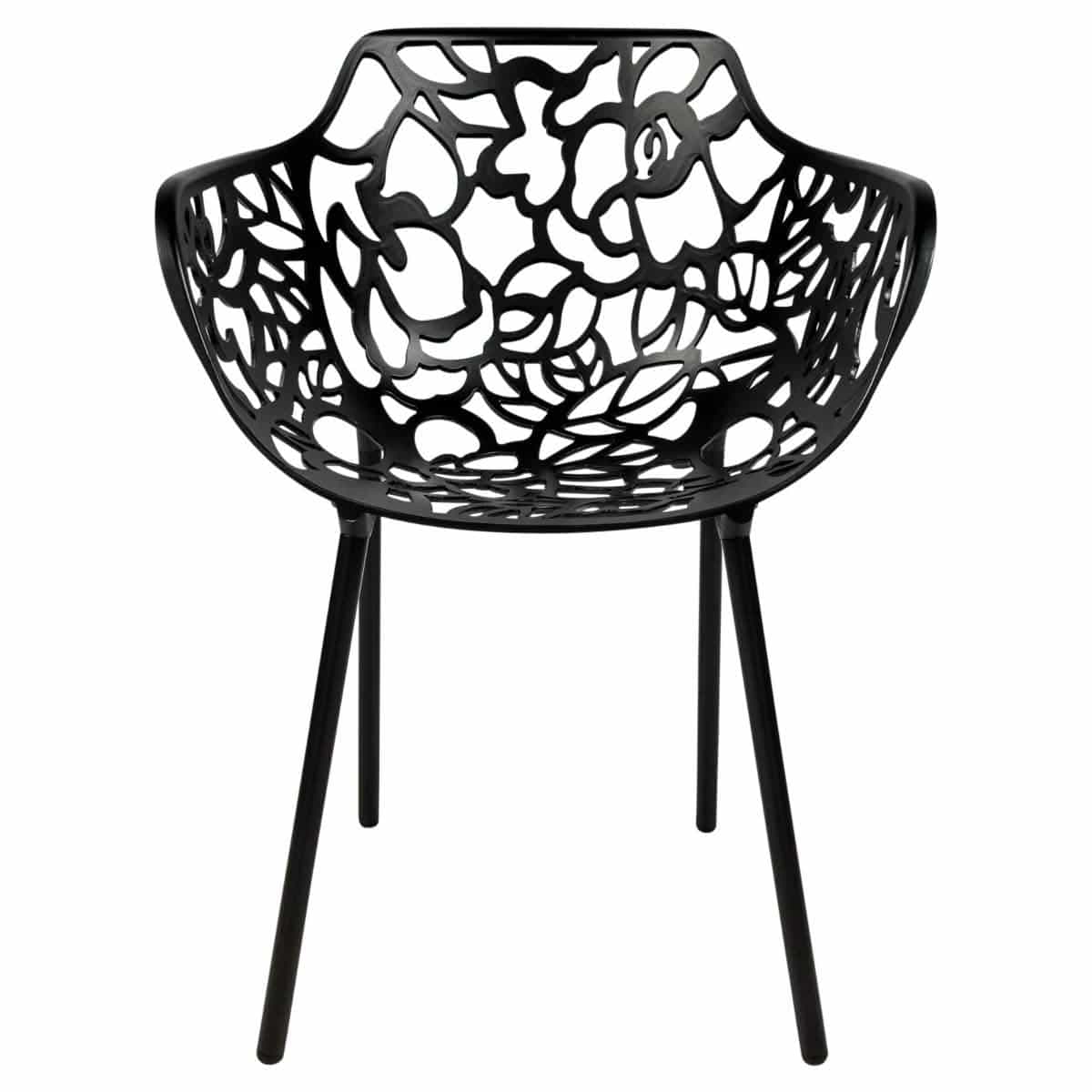 Devon Aluminum Outdoor Dining Armchairs with Flower Design Set of 2