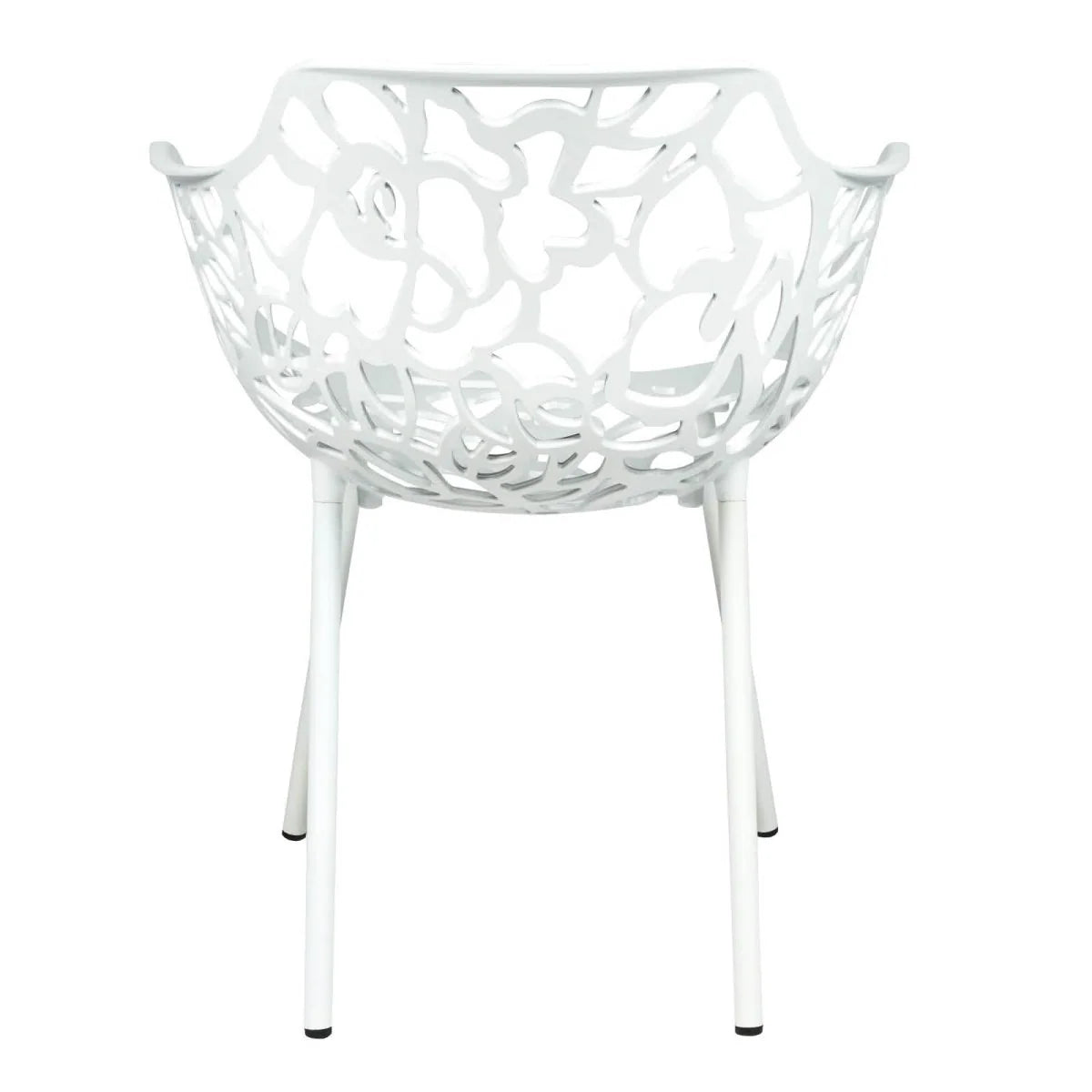 Devon Aluminum Outdoor Dining Armchairs with Flower Design Set Of 2 / White