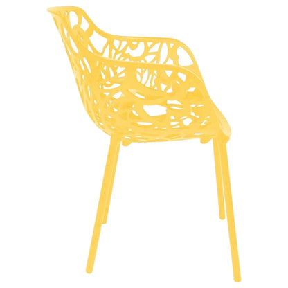 Devon Aluminum Outdoor Dining Armchairs with Flower Design Set Of 2 / Yellow