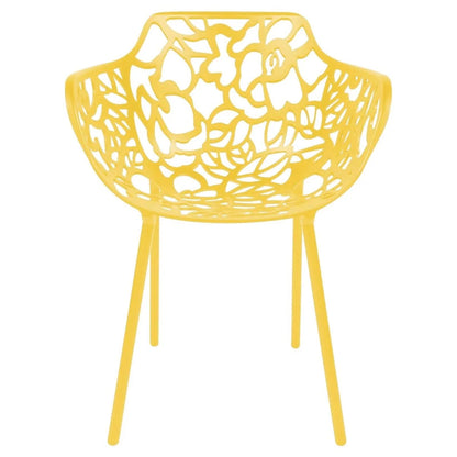 Devon Aluminum Outdoor Dining Armchairs with Flower Design Set Of 2 / Yellow