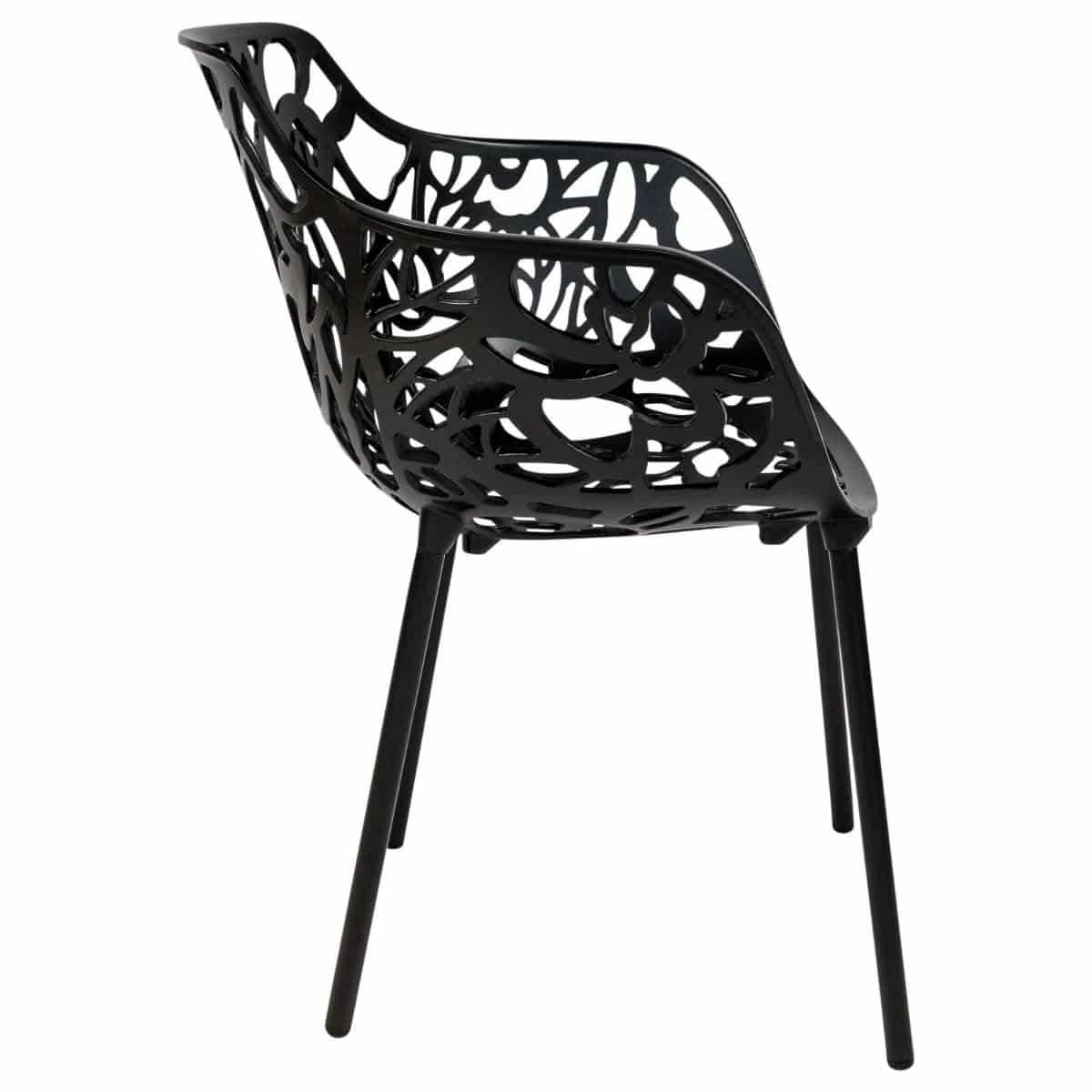 Devon Aluminum Outdoor Dining Armchairs with Flower Design Set of 2