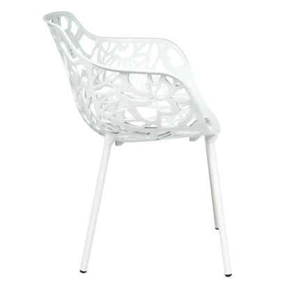 Devon Aluminum Outdoor Dining Armchairs with Flower Design Set Of 2 / White