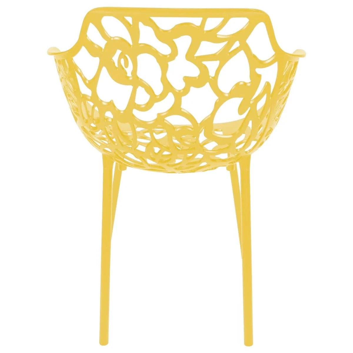 Devon Aluminum Outdoor Dining Armchairs with Flower Design Set Of 2 / Yellow