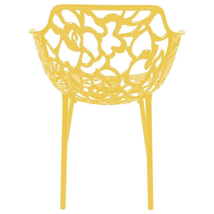 Devon Aluminum Outdoor Dining Armchairs with Flower Design Set Of 2 / Yellow