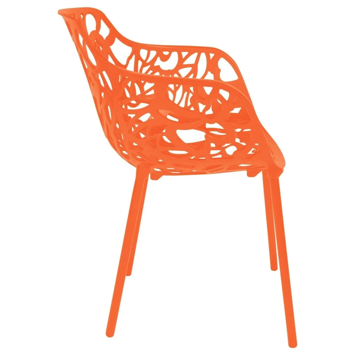 Devon Aluminum Outdoor Dining Armchairs with Flower Design Set Of 2 / Orange