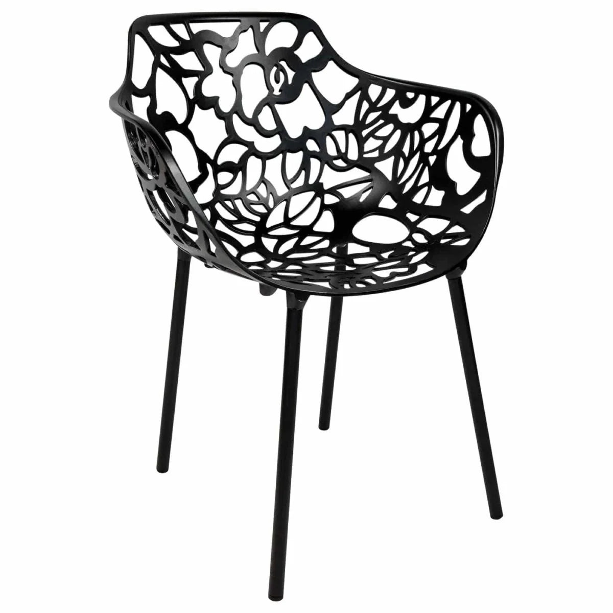Devon Aluminum Outdoor Dining Armchairs with Flower Design Set of 2