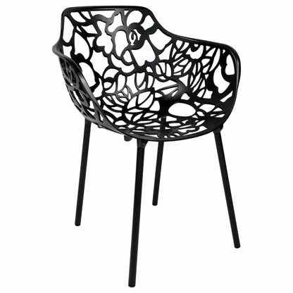 Devon Aluminum Outdoor Dining Armchairs with Flower Design Set of 2