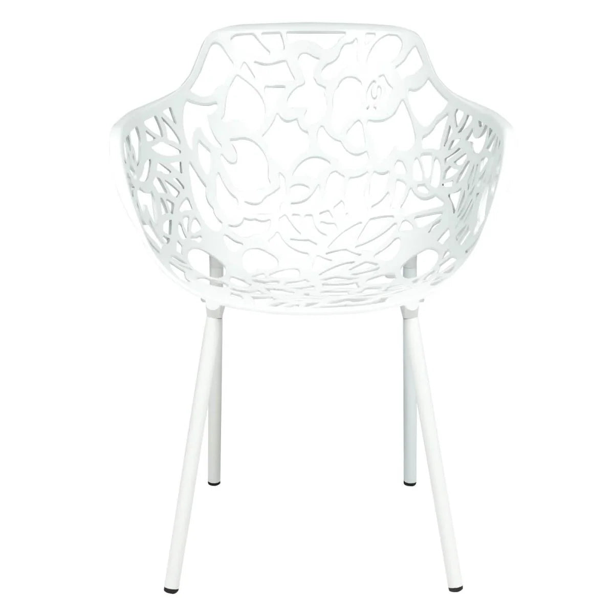 Devon Aluminum Outdoor Dining Armchairs with Flower Design Set Of 2 / White