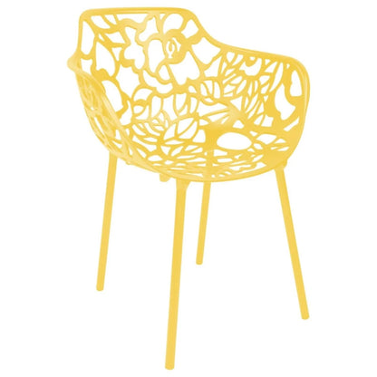 Devon Aluminum Outdoor Dining Armchairs with Flower Design Set Of 2 / Yellow