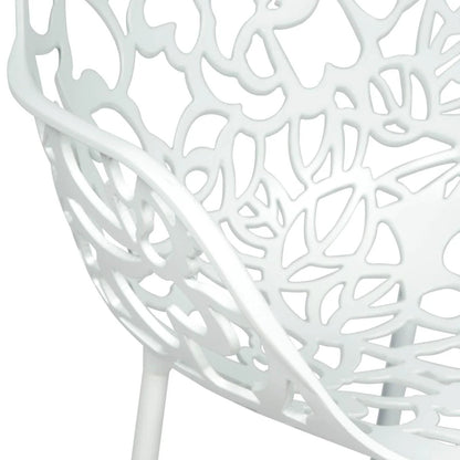 Devon Aluminum Outdoor Dining Armchairs with Flower Design Set Of 2 / White