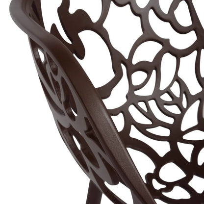 Devon Aluminum Outdoor Dining Armchairs with Flower Design Set of 2 / Brown