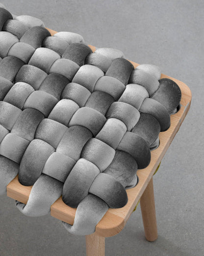 Sterling Grey Velvet Woven Stool