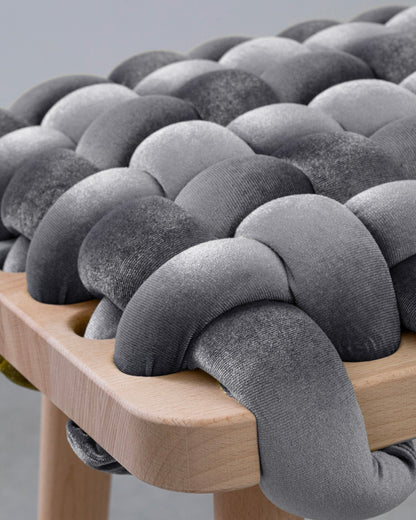 Sterling Grey Velvet Woven Stool