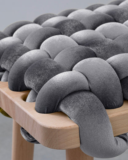 Sterling Grey Velvet Woven Bench