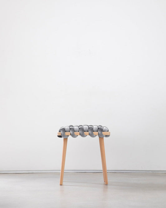 Sterling Grey Velvet Woven Stool