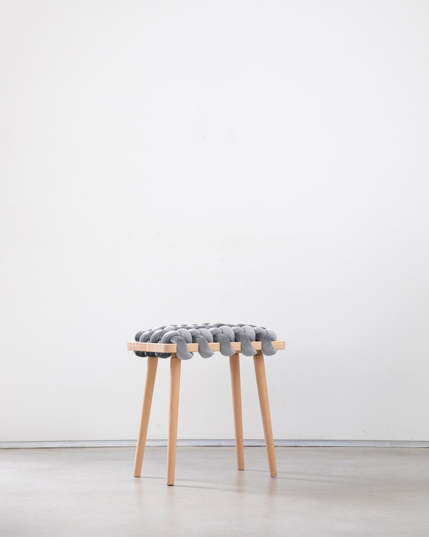 Sterling Grey Velvet Woven Stool