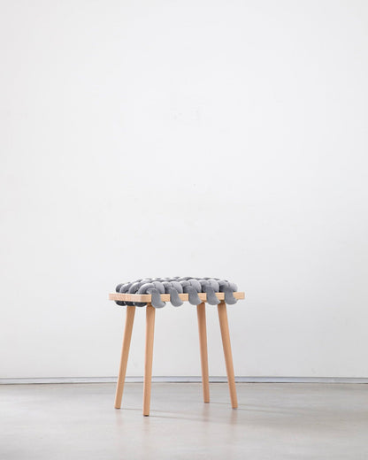Sterling Grey Velvet Woven Stool