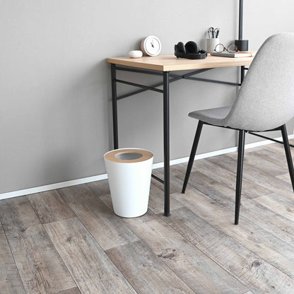 Trash Can - Round - Steel + Wood
