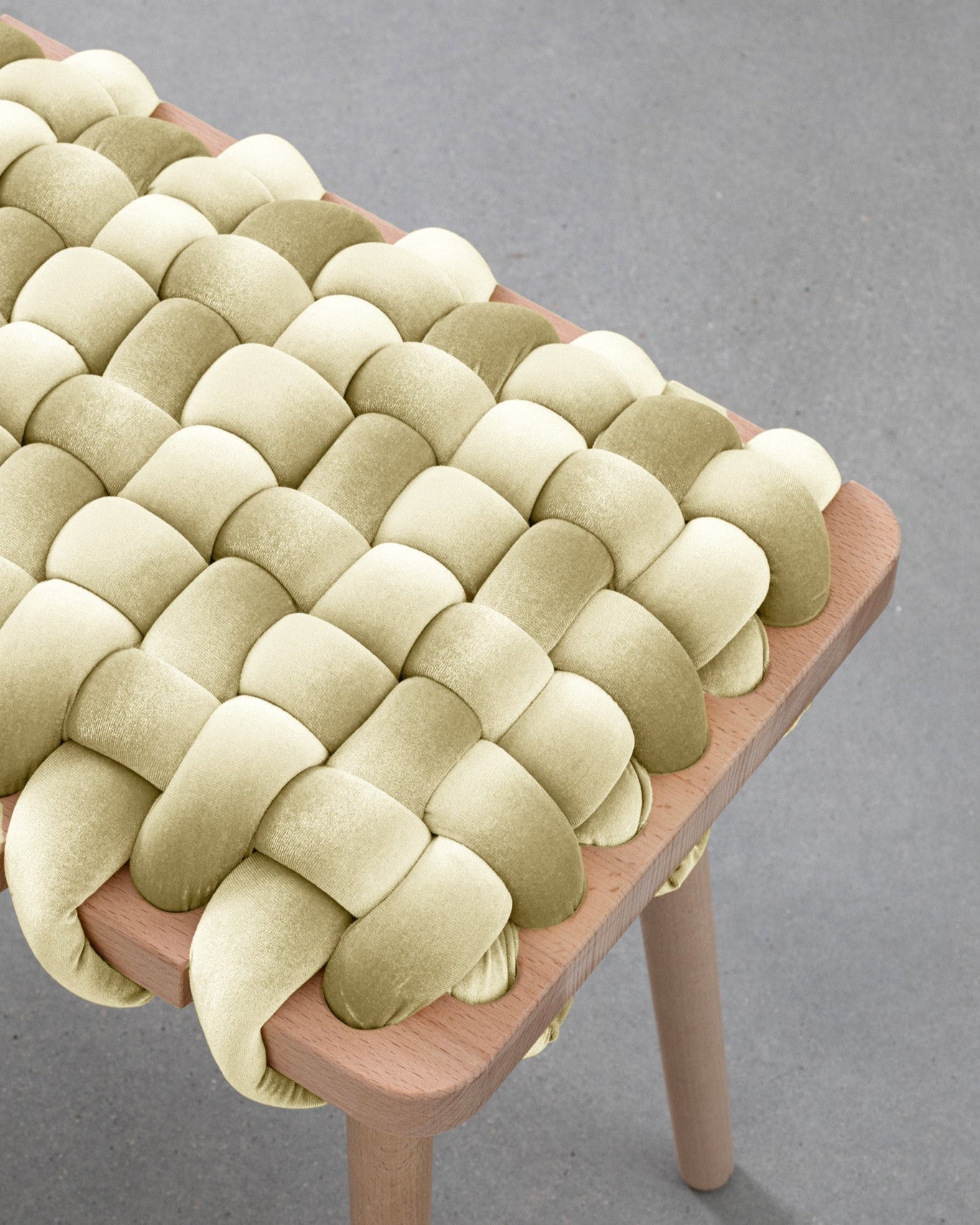 Ivory Velvet Woven Stool