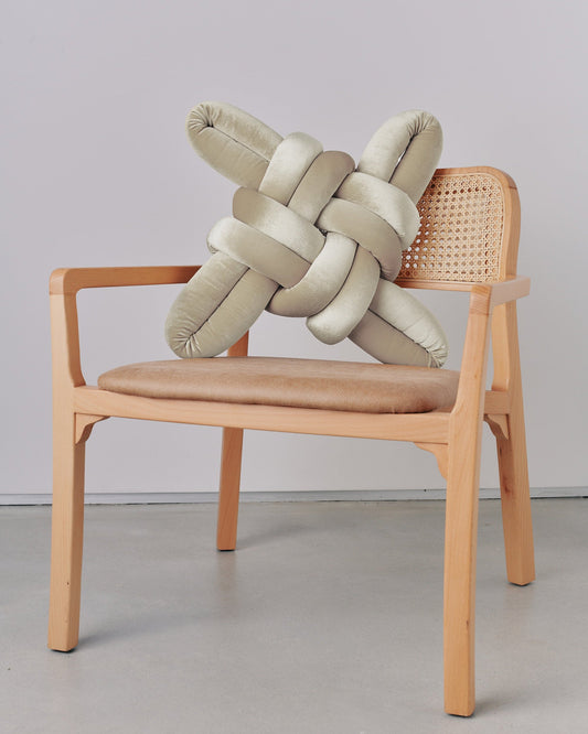 Ivory Velvet Knot Pillow