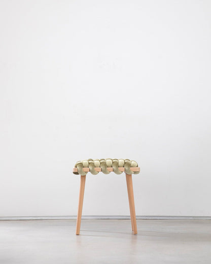 Ivory Velvet Woven Stool