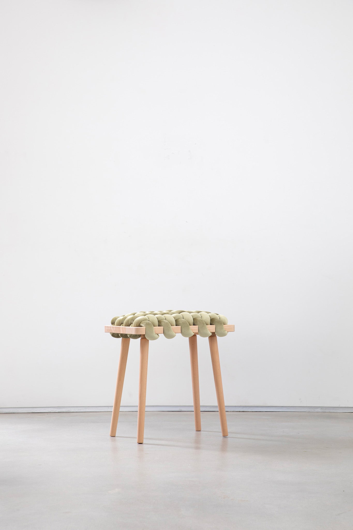 Ivory Velvet Woven Stool