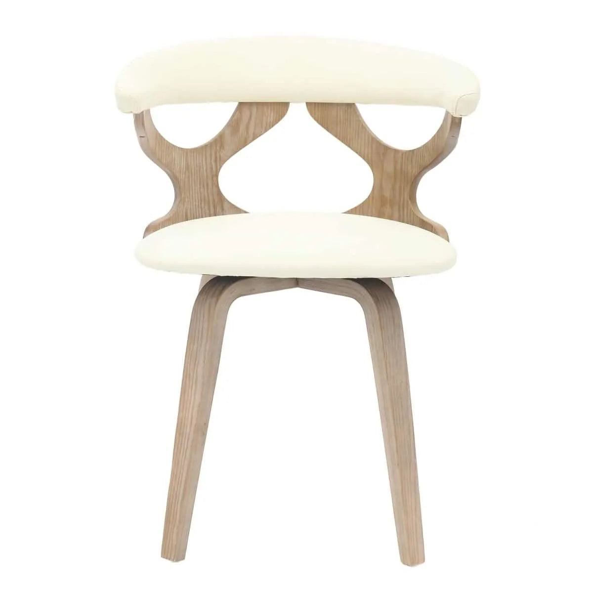 Klyne Modern Wooden Dining Chair Upholstered in Leather With Walnut Color Frame / White