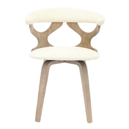 Klyne Modern Wooden Dining Chair Upholstered in Leather With Walnut Color Frame / White