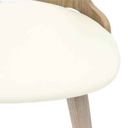 Klyne Modern Wooden Dining Chair Upholstered in Leather With Walnut Color Frame / White