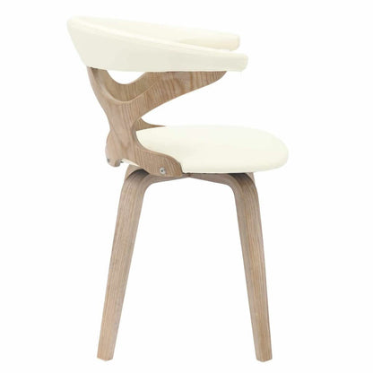 Klyne Modern Wooden Dining Chair Upholstered in Leather With Walnut Color Frame / White