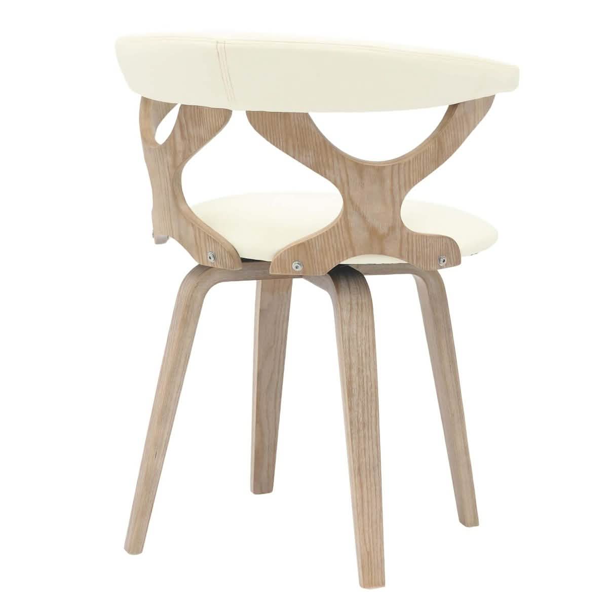Klyne Modern Wooden Dining Chair Upholstered in Leather With Walnut Color Frame / White