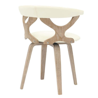 Klyne Modern Wooden Dining Chair Upholstered in Leather With Walnut Color Frame / White
