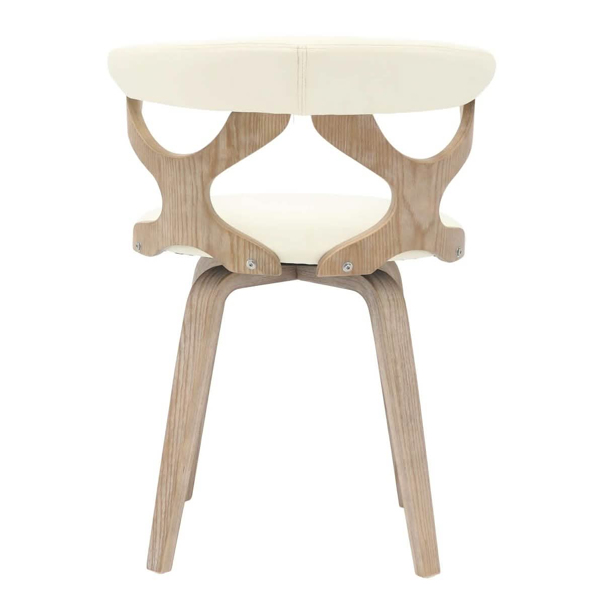 Klyne Modern Wooden Dining Chair Upholstered in Leather With Walnut Color Frame / White