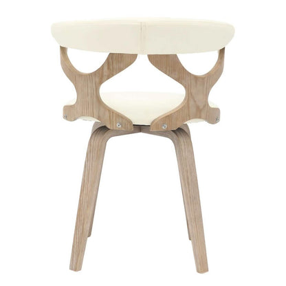 Klyne Modern Wooden Dining Chair Upholstered in Leather With Walnut Color Frame / White